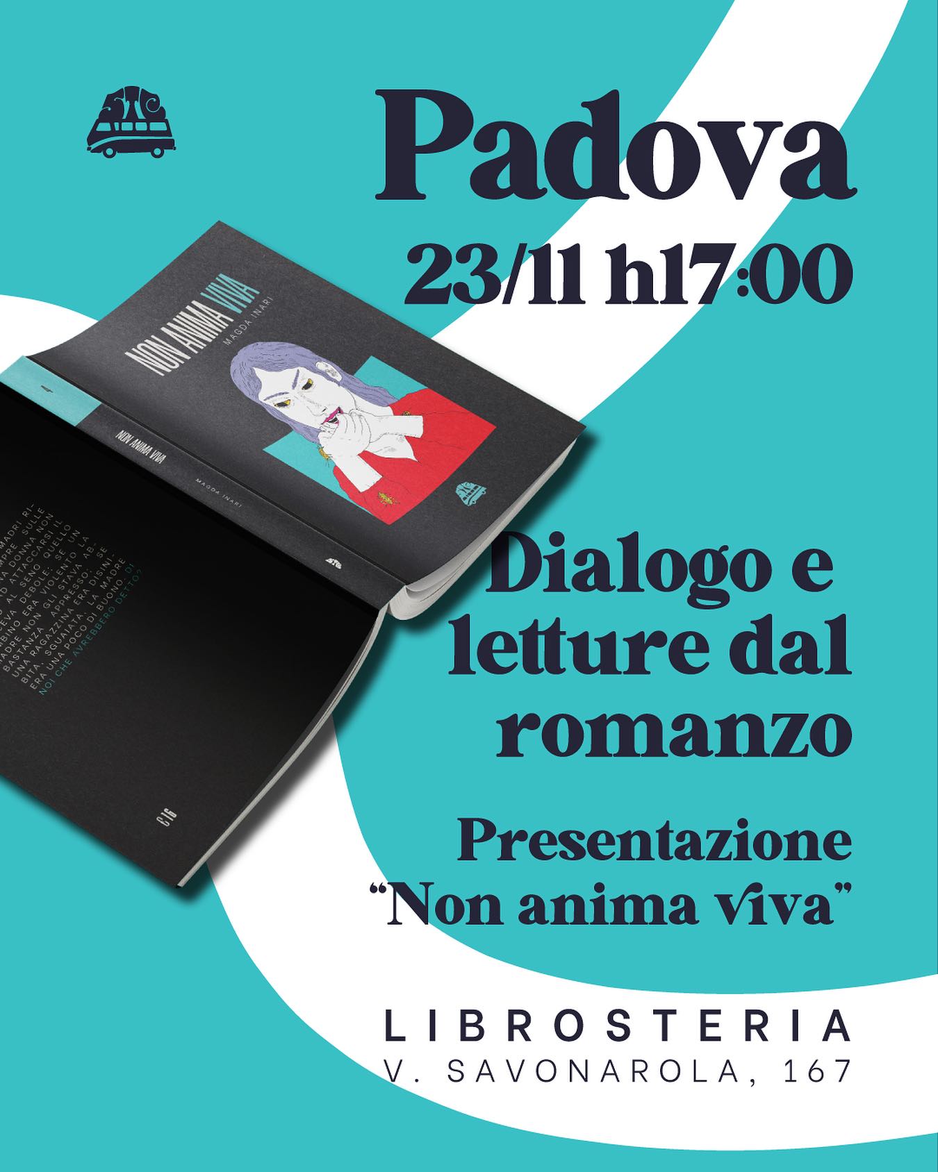 Padova sarà la terza tappa del tour di “Non anima viva”, romanzo d’esordio di @magda.inari.
Un libro che racconta di due sorelle adolescenti rimaste sole dopo la fuga della madre — e di tutto ciò che resta: la colpa, il silenzio, il desiderio di libertà.

Alla LibrOsteria proveremo a raccontarlo come ci piace fare: non una normale presentazione, ma un momento di lettura e dialogo, in cui la lingua e le ferite del libro possano respirare insieme.
Parleremo di madri e figlie, di voce e di assenza, di cosa significa imparare a stare al mondo quando nessuno te lo ha insegnato.

📍 LibrOsteria, Padova
🗓️ Domenica 23 novembre, ore 17.00
Ingresso libero

Un incontro intorno a un romanzo che non urla, ma resta.